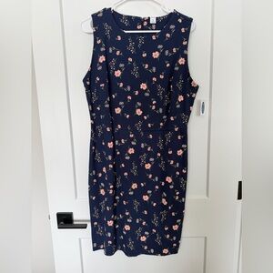 NWT Old Navy Navy Blue Floral Sleeveless Midi Dress - Size Large